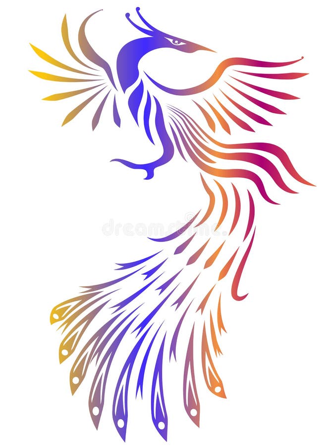 Phoenix black and white illustration vector illustration