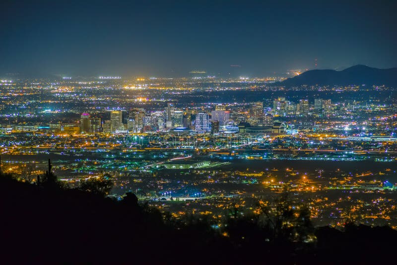 Phoenix Cityscape at Night stock image. Image of downtown 101998407