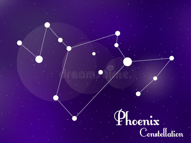 Phoenix Constellation . Starry Night Sky. Zodiac Sign. Cluster of Stars and Gala