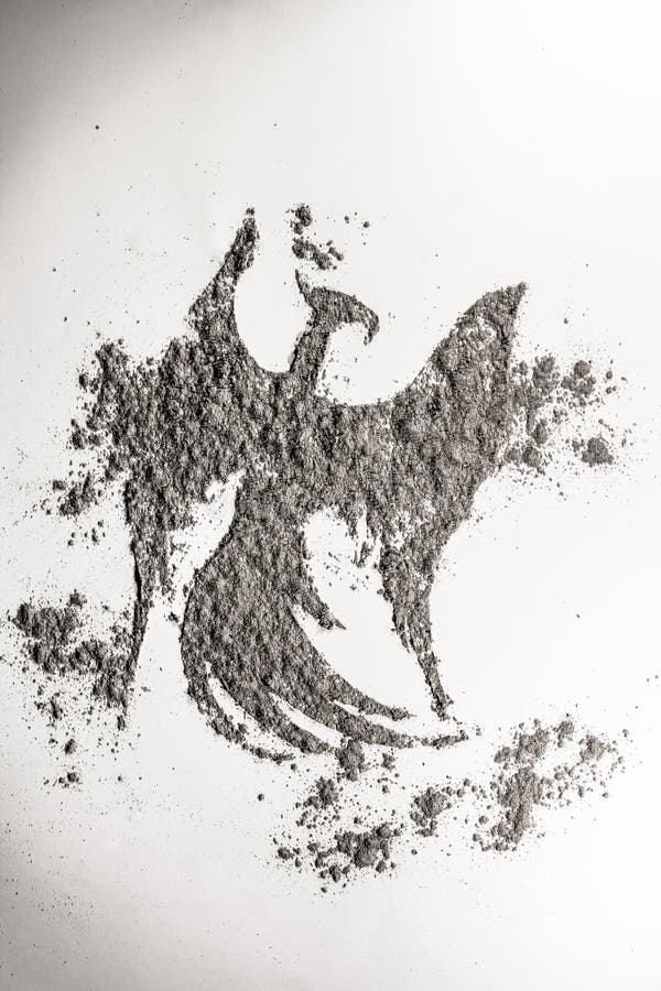 Phoenix, eagle bird drawing in ash as life, death symbol royalty free stock photos Phoenix, eagle bird drawing in ash as life, death symbol royalty free stock photos
