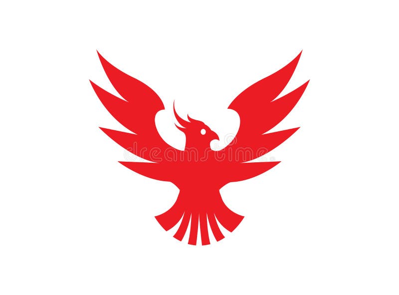 Phoenix flying bird vector, red eagle open wings Logo design Vector illustration on white background stock illustration