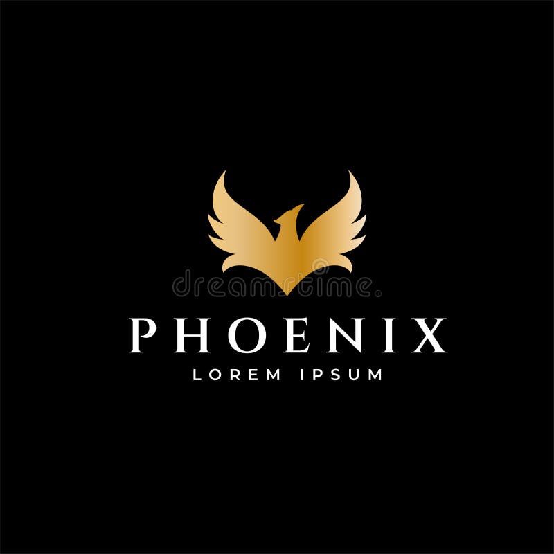 Phoenix flying fire bird vector abstract logo icon design template stock illustration