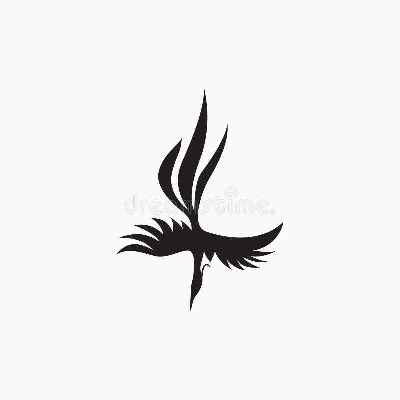 Phoenix flying fire bird vector abstract logo icon design template stock illustration