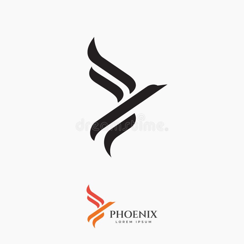 Phoenix flying fire bird vector abstract logo icon design template vector illustration