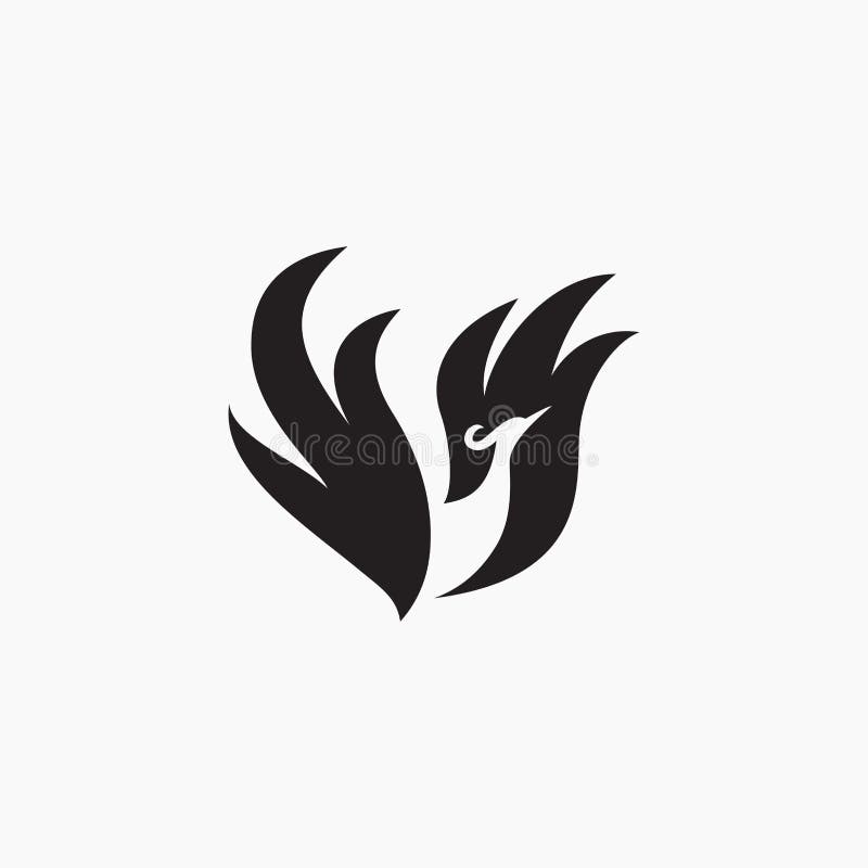 Phoenix flying fire bird vector abstract logo icon design template royalty free illustration