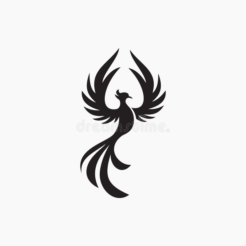 Phoenix flying fire bird vector abstract logo icon design template stock illustration