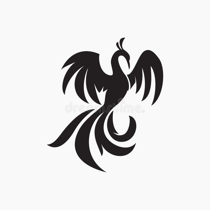 Phoenix flying fire bird vector abstract logo icon design template stock illustration