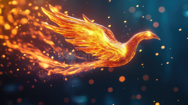 Phoenix flying fire vector illustration