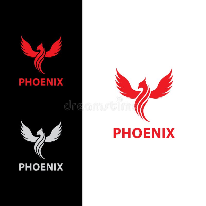 Phoenix Flying with Line Body Logo stock illustration