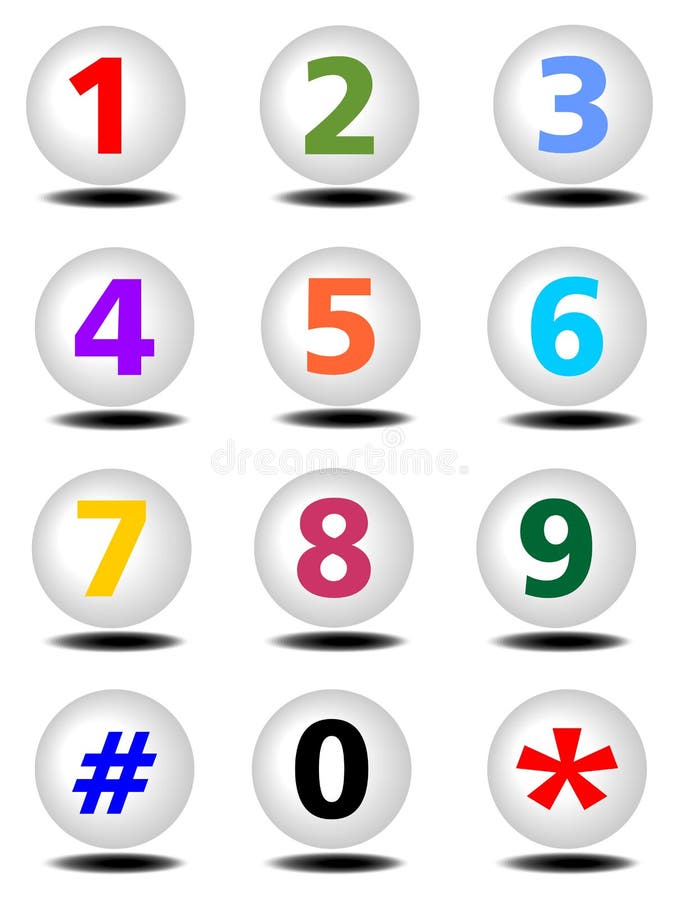 Phone Buttons Set with Colored Numbers Stock Vector - Illustration of ...