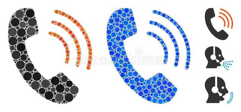 Phone Call Composition Icon of Circles stock illustration