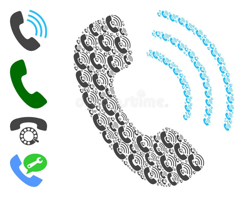 Phone Call Fractal Composition of Self Icons vector illustration