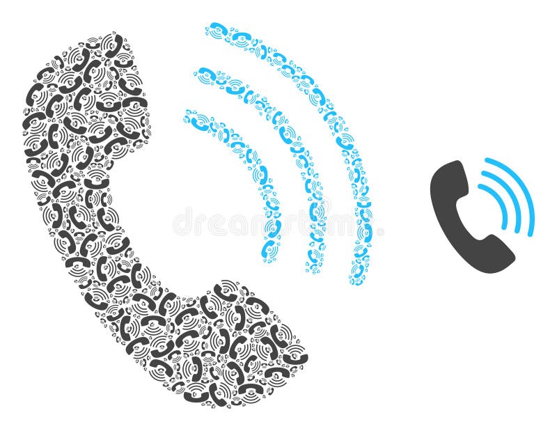 Phone Call Fractal Composition of Self Icons vector illustration