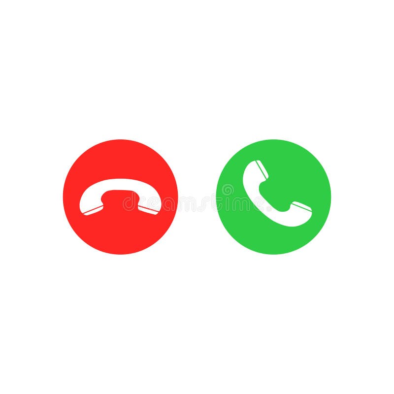 Phone call icons. Accept call and decline button. Green and red buttons with handset silhouettes. royalty free illustration