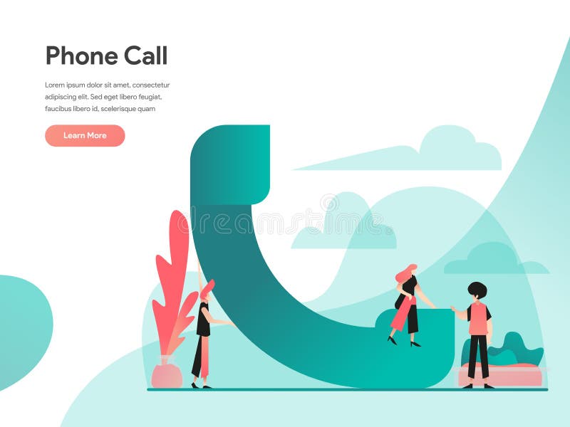 Phone Call Illustration Concept. Modern flat design concept of web page design for website and mobile website.Vector illustration