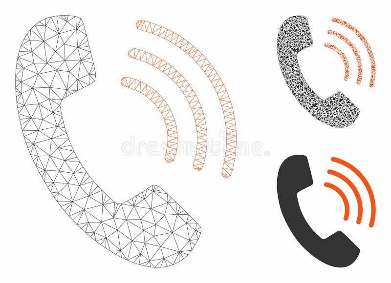 Phone Call Vector Mesh Wire Frame Model and Triangle Mosaic Icon stock illustration