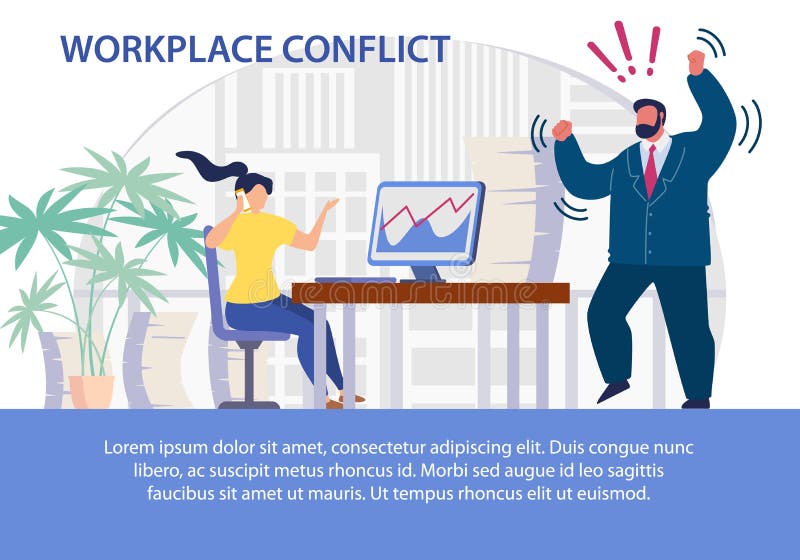 Phone Calls on Workplace Conflict Flat Poster royalty free illustration Phone Calls on Workplace Conflict Flat Poster royalty free illustration