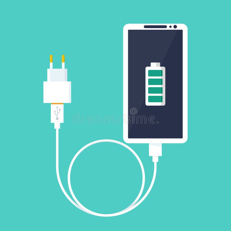 Phone on Charging. Smartphone with Charger Stock Vector - Illustration of  smart, recharge: 222045067