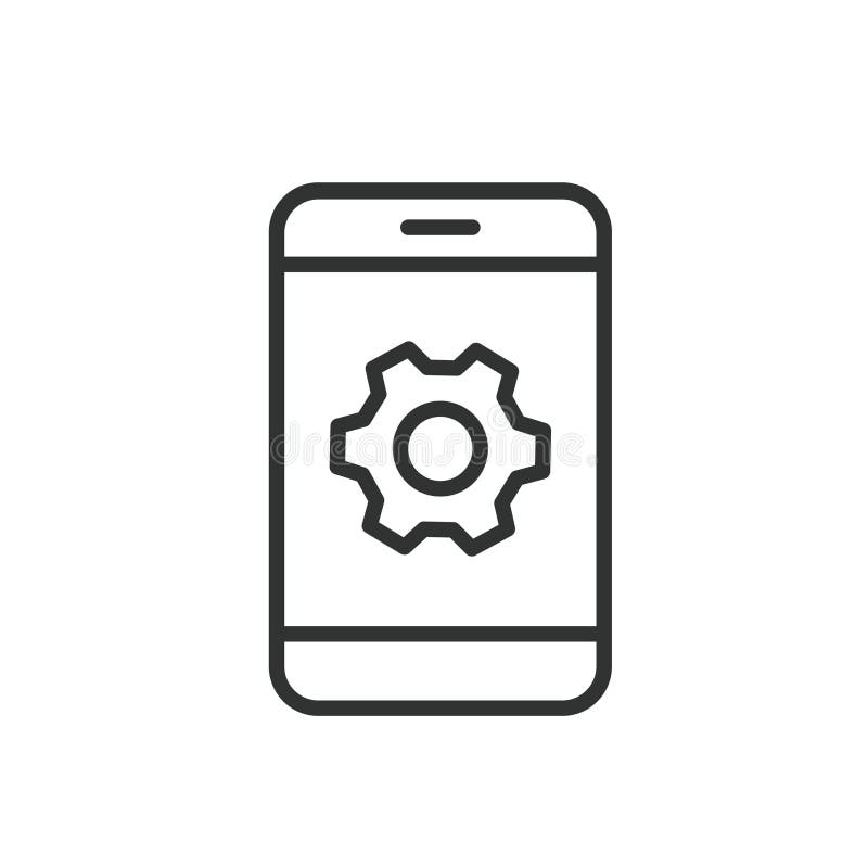 Phone configuration, icon in line design. Phone, configuration, settings, setup, system, preferences, customization on royalty free illustration