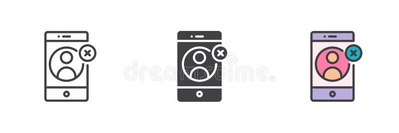Phone contact remove different style icon set stock illustration