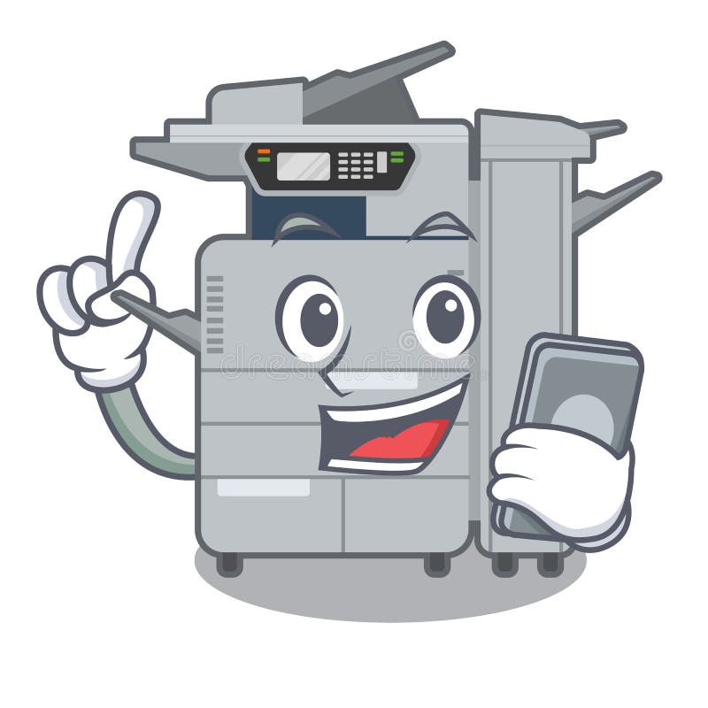 With Phone Copier Machine in the Cartoon Shape Stock Vector - Illustration  of computer, communication: 149411393