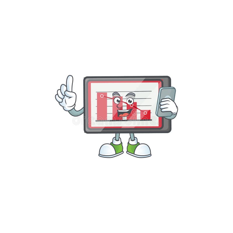 With Phone Down Chart Horizontal Table with Mascot Stock Vector