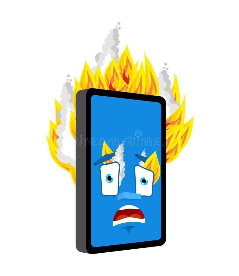 Phone Fire Isolated. Burning Smartphone Cartoon Style Stock Vector -  Illustration of accident, cartoon: 142344684