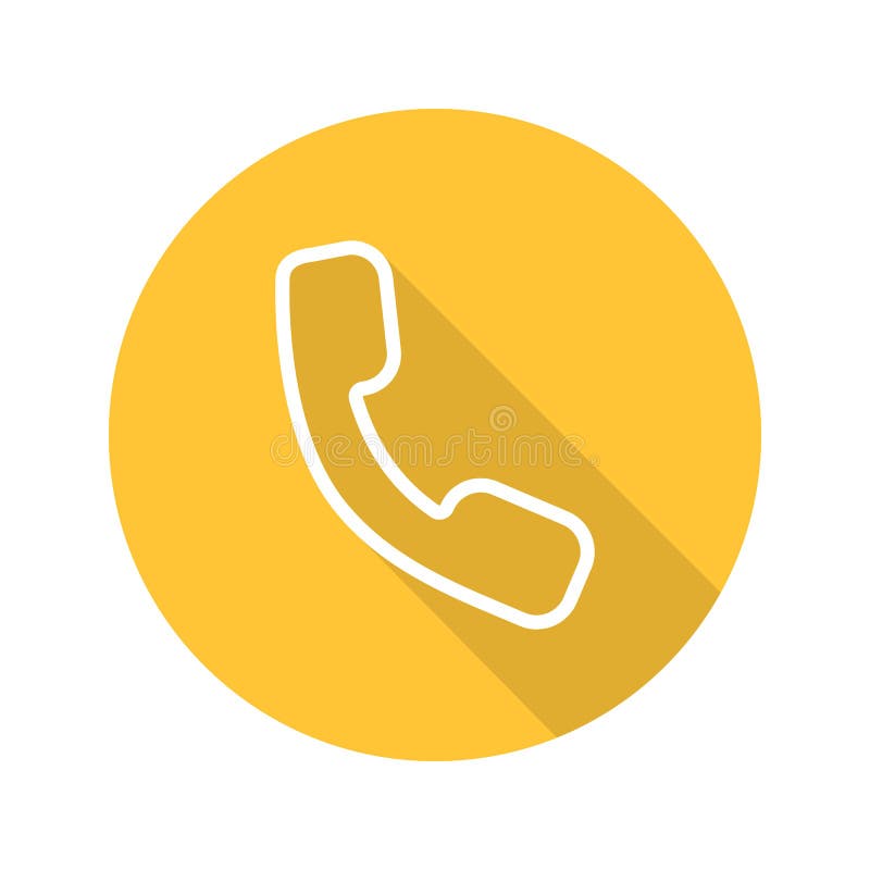 Phone Handset Flat Linear Long Shadow Icon Stock Illustration