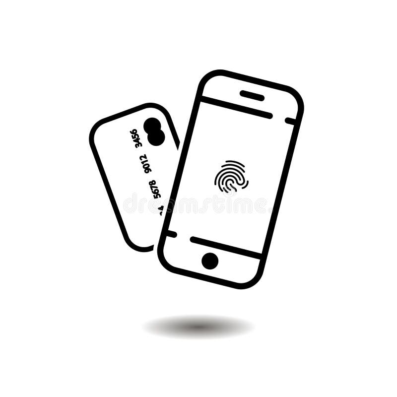 Phone icon. fingerprint and credit card. vector symbol EPS10 vector illustration
