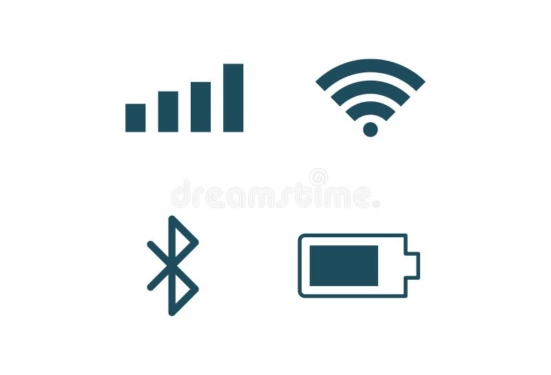 Phone icon set. wi fi bluetooth baterry mobile network. Phone symbol royalty free illustration