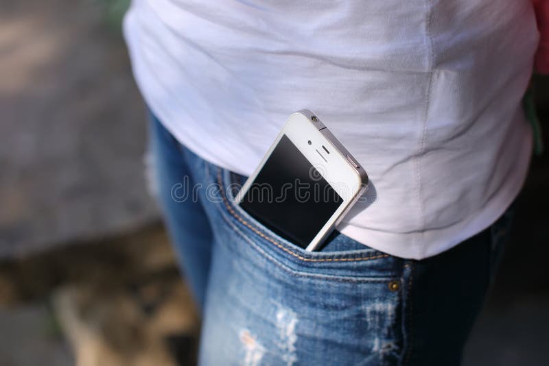 Phone in jeans pocket stock image. Image of jeans, inside 66071931