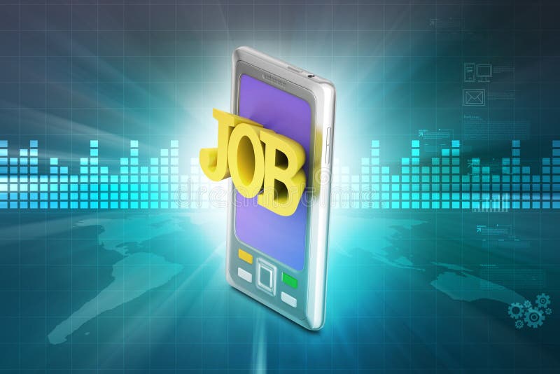 Phone with job application stock illustration. Illustration of