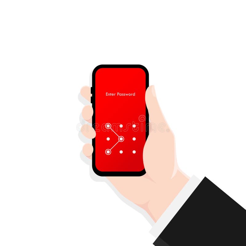 Phone Lock Screen. Hand Holding Smartphone Screen Lock Passcode