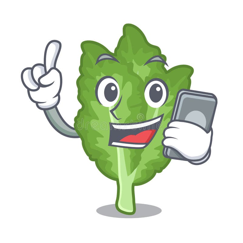 With phone mustrad green islated with the mascot stock illustration With phone mustrad green islated with the mascot stock illustration