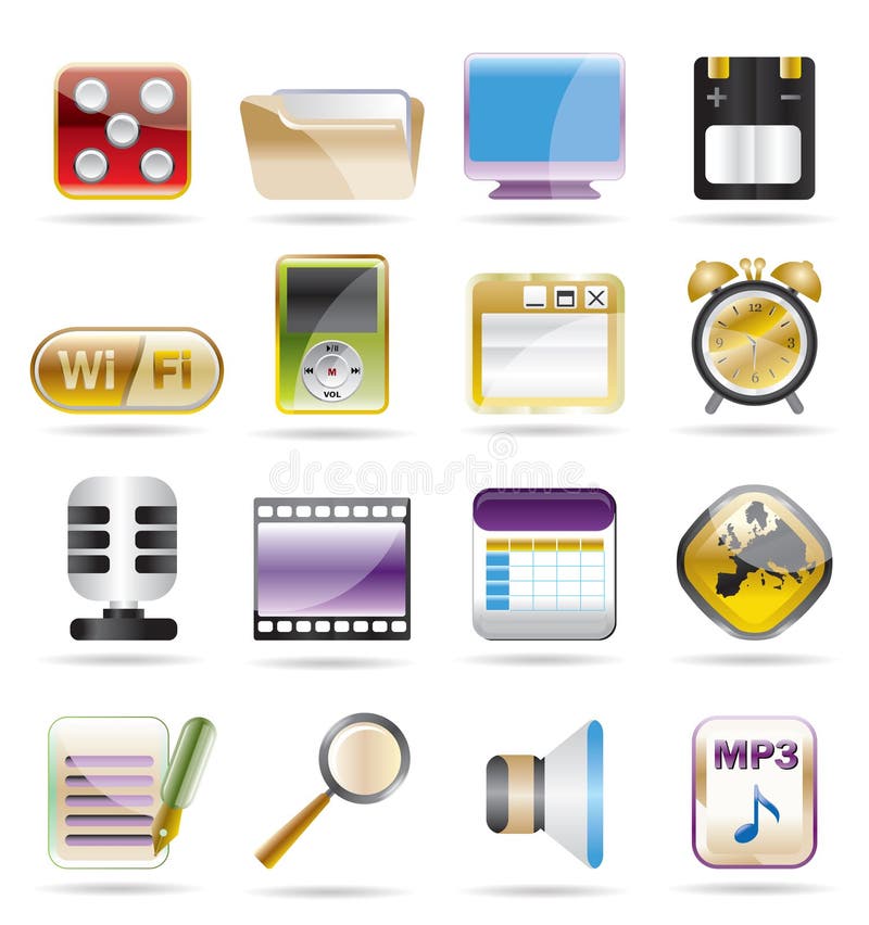 Phone performance, internet and office icons