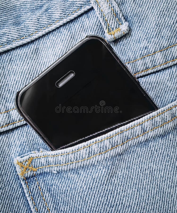Mobile Phone in Pocket Jean Stock Image Image of clear, touchscreen