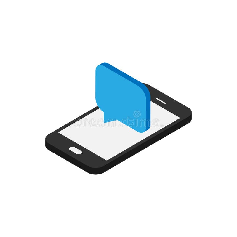 Phone and push notifications. Smartphone and social network. New message on screen in isometric style. Vector vector illustration