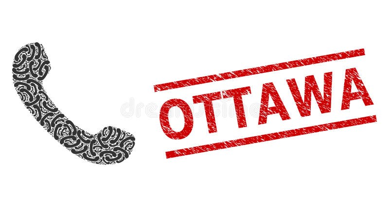 Phone Receiver Recursion Collage of Phone Receiver Items and Scratched Ottawa Seal Stamp royalty free illustration
