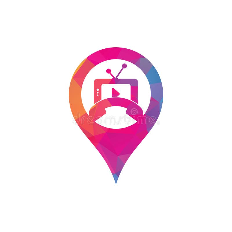 Phone television map pin shape concept logo. royalty free illustration