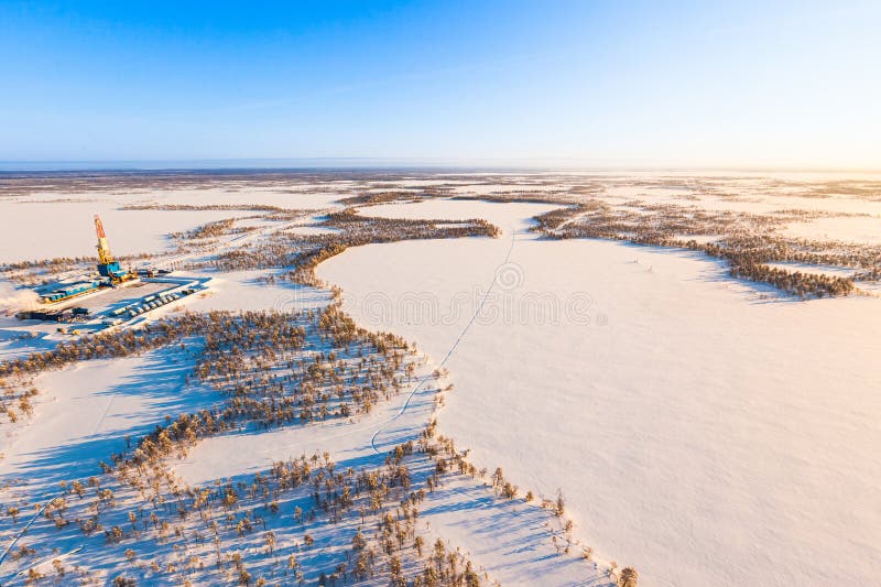 Aerial photo of Drilling Rig royalty free stock photos