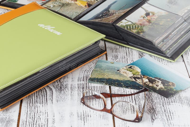 Photo album with summer pictures. Remeber of summer sea vacation stock images Photo album with summer pictures. Remeber of summer sea vacation stock images