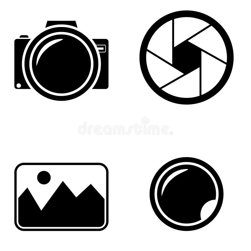 Photo Art Icon Vector Set Camera Illustration Sign Collection Lens