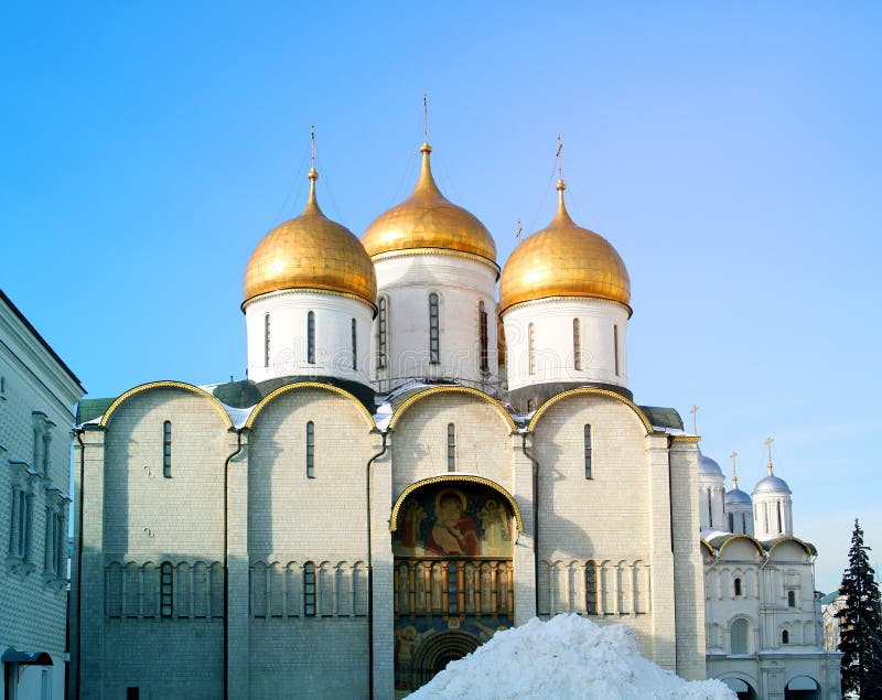 Photo Of The Assumption Cathedral In The Moscow Kremlin Stock Photo