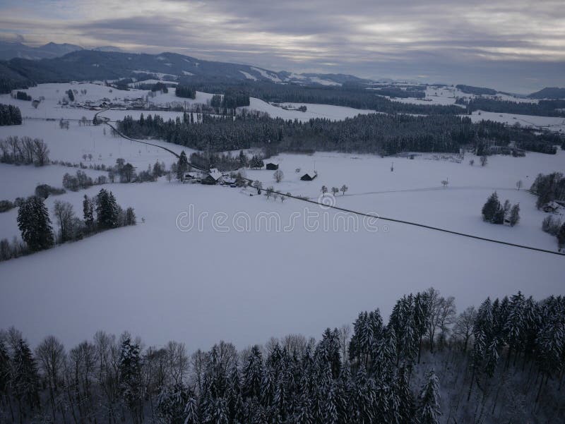 Photo aérienne de paysage d'hiver photos stock Photo aérienne de paysage d'hiver photos stock