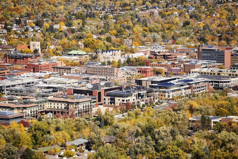 Photo aérienne de ville de Boulder, le Colorado, Etats-Unis image stock
