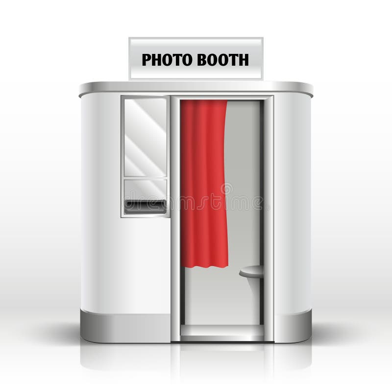 Photo booth cabin, digital kiosk for passport, family wedding vector illustration stock illustration Photo booth cabin, digital kiosk for passport, family wedding vector illustration stock illustration