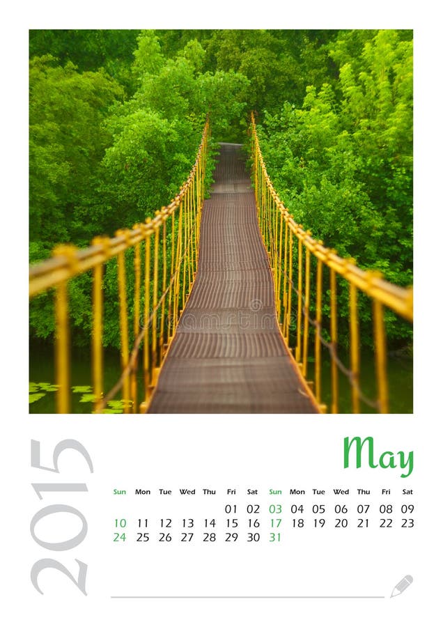 Photo Calendar With Minimalist Cityscape And Bridge 2015 Stock Photo