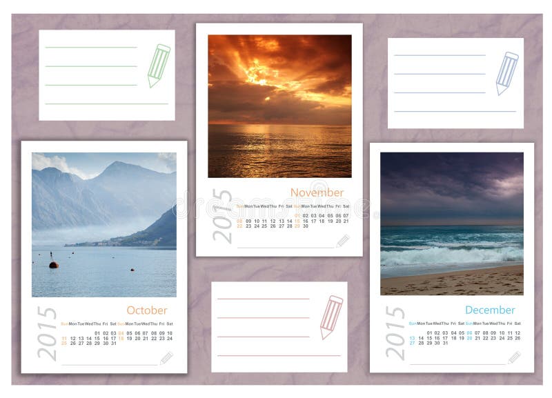 2015 Photo Calendar With Minimalist Landscape Stock Illustration