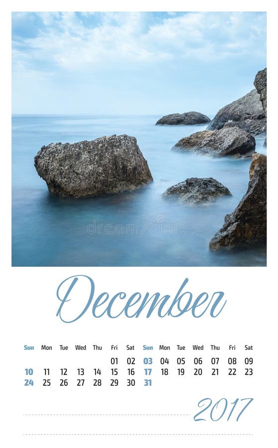 2017 Photo Calendar With Minimalist Landscape December Stock Image