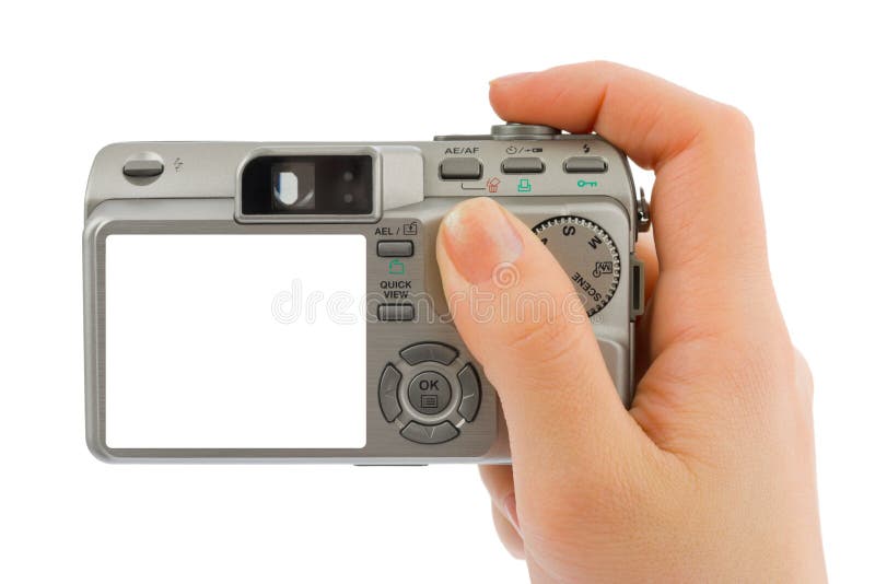 Photo camera in hand stock image Photo camera in hand stock image
